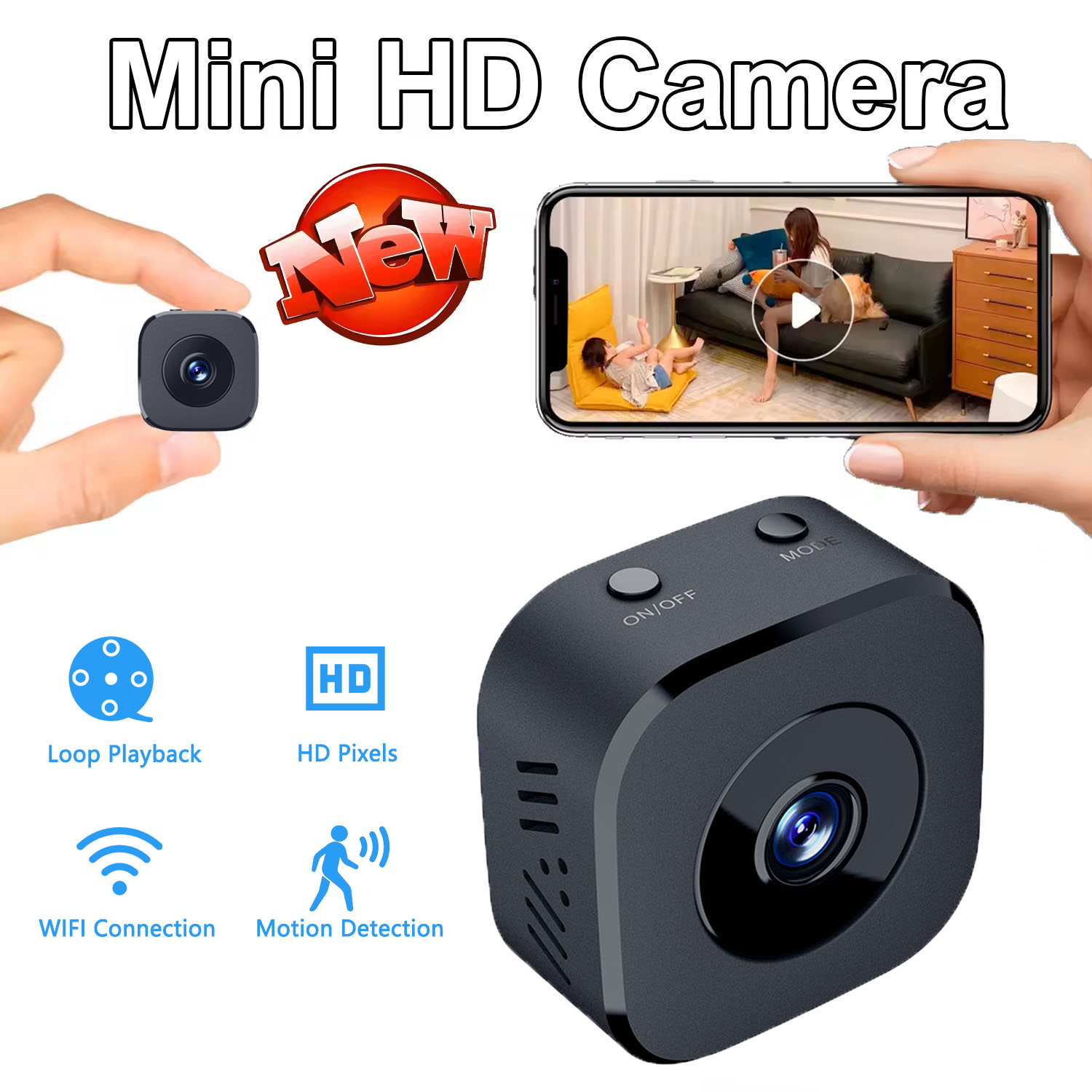 Compact Camera Mirrorless - Caméra de sécurité 4K Mini Vision